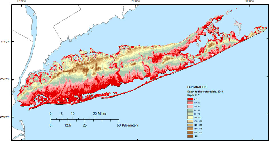 Foundation Support Systems New York - A High Water Tables Map from USGS