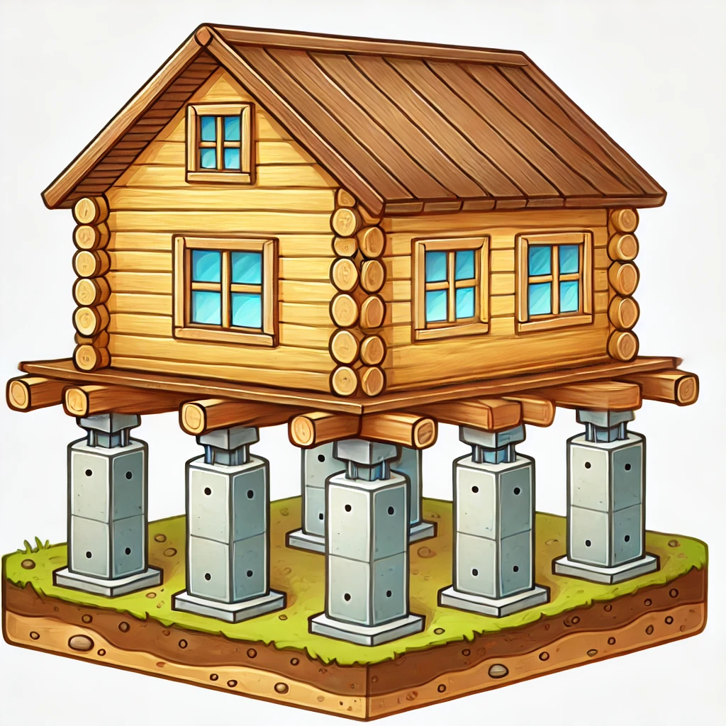 Pier and Beam Foundation vs. Slab - A Color Illustration of a House on Pier and Beam Foundation