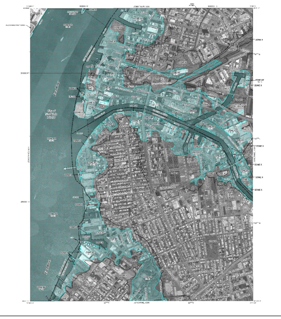 Signs of Foundation Settlement - A Color Overlay Map Showing Flood Zones in Long Island