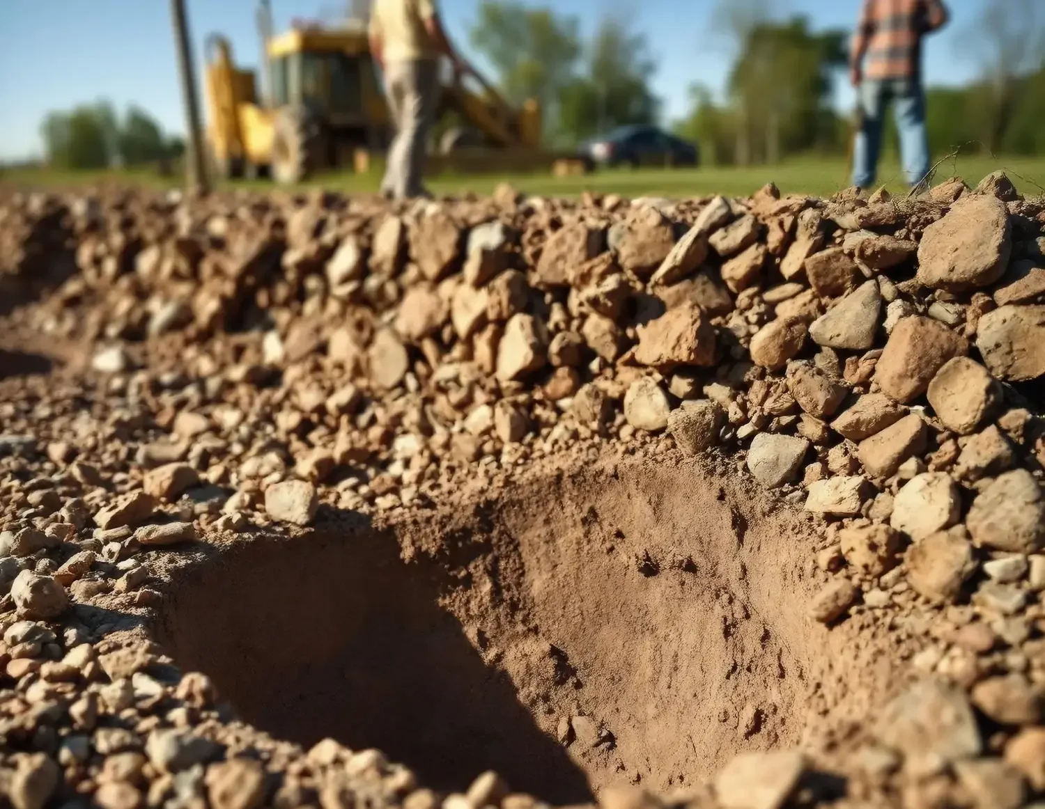 Building on Solid Ground: Geotechnical Soil Testing for Long Island, Brooklyn, and Queens, NY - A Construction Site Showing a Bore Hole Where a Sample Was Taken with People Standing in the Background