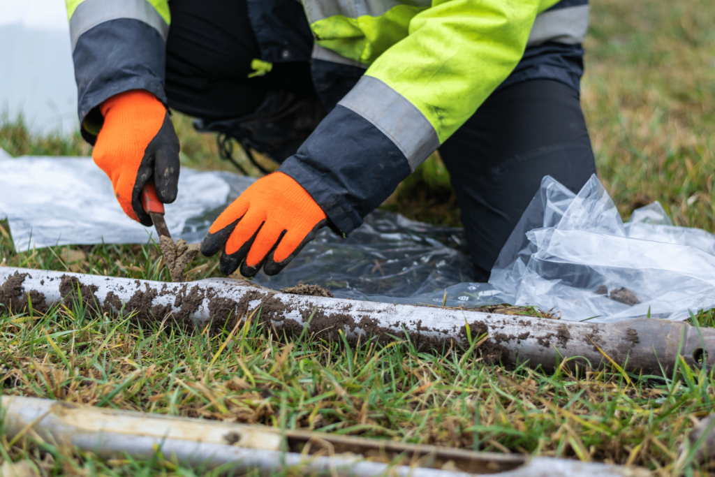 Testing and Assessment Services - A Construction Worker Taking a Soil Sample