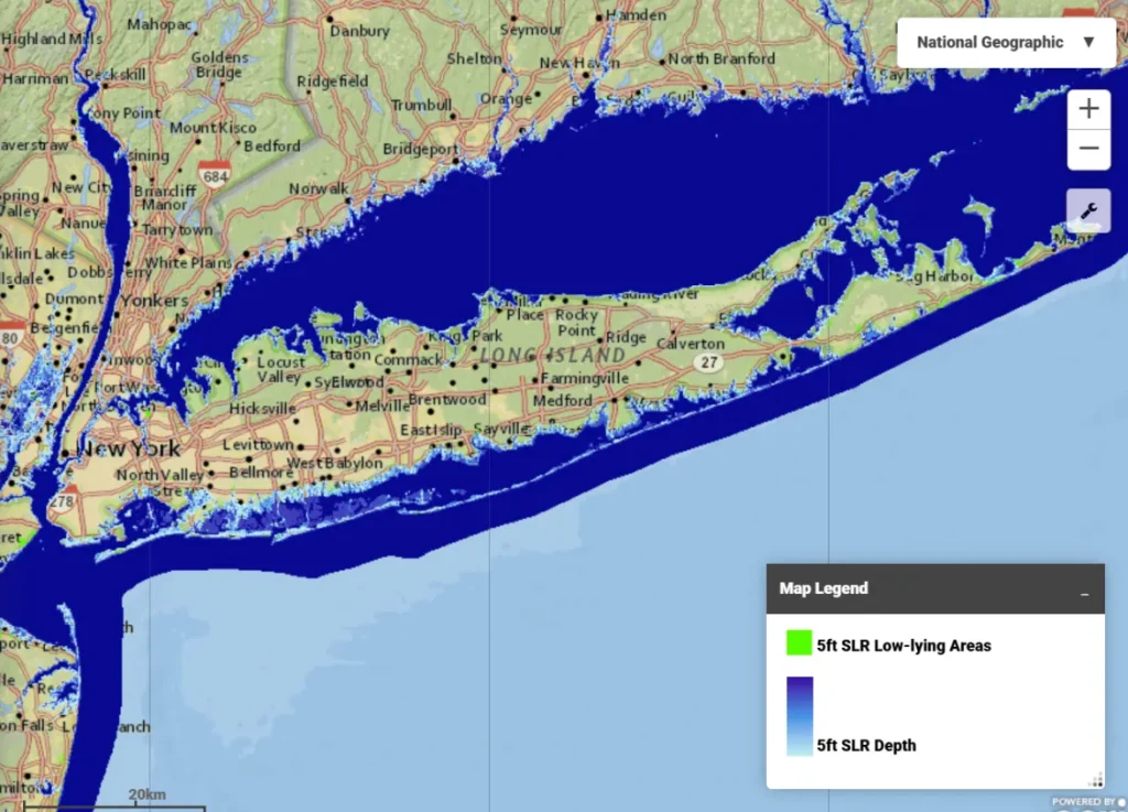 Pier and Beam Foundation Leveling - A Map of Long Island Showing Sea Level Rise and Coastal Resilience