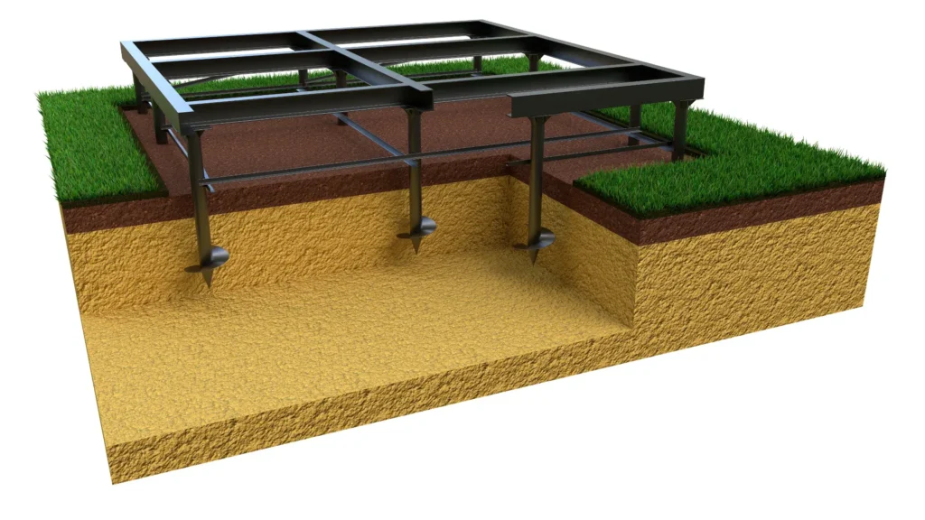 Helical Piers Foundation - A Color Illustration of Helical Piers