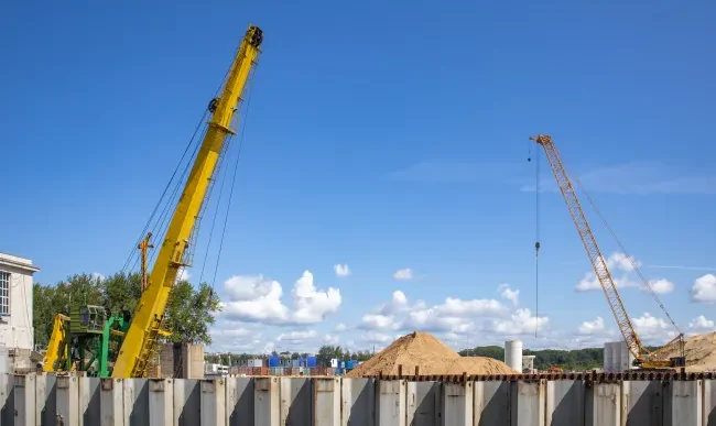 What is a Sheet Pile - A Sheet Pile Wall Around a Construction Site