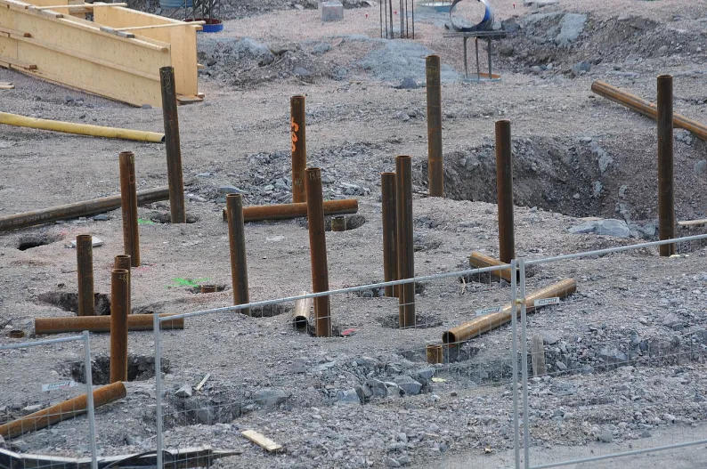 Drilled Micropiles - A Construction Site with Drilled Micropiles Installed